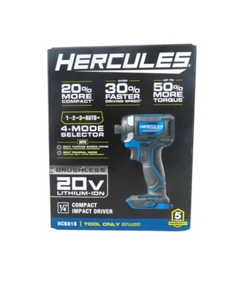 HERCULES HCB81B 20V BRUSHLESS CORDLESS 1/4 IN. COMPACT 3-SPEED IMPACT DRIVER NEW