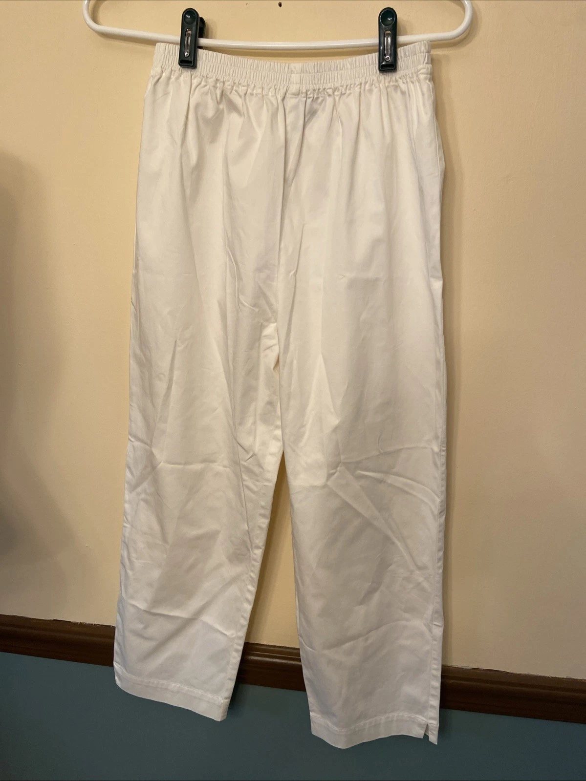 Eskandar White High Rise Elastic Waist Cotton Capris 0 (26x22) EUC