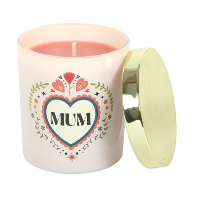 Folk Herz Design Mama Glas Kerze Französische Tulpe Duft Liebe Muttertag Geburtstag