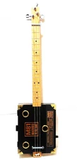 Cigar box guitar, 3 string, metal frets, piezo sound PU  installed (see desc)