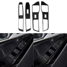 Real Carbon Fiber Window Lift Switch Panel Cover Trim For Ford Explorer 2020-23