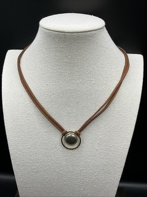 Barse Circa Leather Necklace- Pyrite- Bronze & Silver- NWT