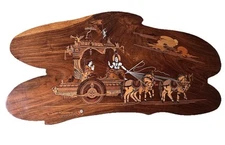 Hindu Krishna Marquerty Rosewood Panel Inlay Hand Crafted 33x15"