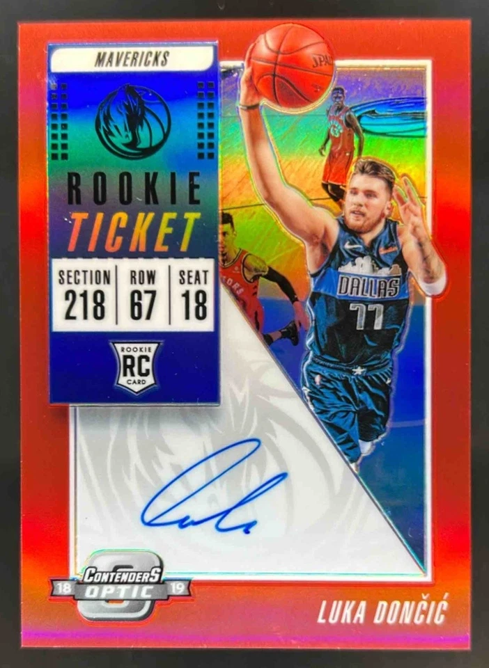 2018-19 Contenders Optic Luka Doncic RC Red Rookie Ticket Auto #32/149 Mavericks