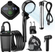 Ducha portátil de camping con calentador, recargable de larga duración (6000 mAh