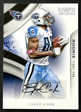 2009 NATIONAL TREASURES AUTO JARED COOK SIGNED AUTOGRAPH ROOKIE CARD RC /99. rookie card picture