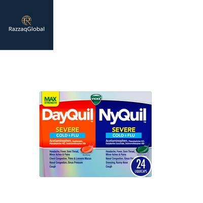 Vicks DayQuil NyQuil Severe Cough, Cold & Flu Relief LiquiCaps, 24 Ct