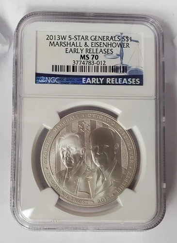 2013-W 5 Star Generals Marshall Eisenhower NGC MS70 ER