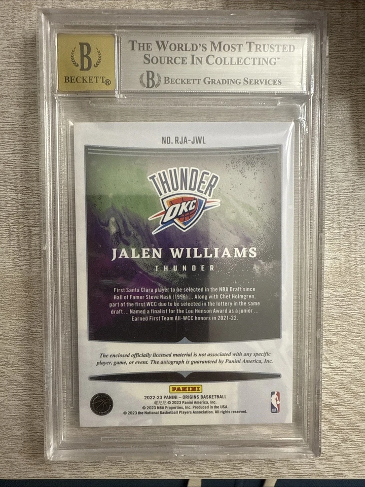 2022-23 Panini Origins Jalen Williams (RPA)🔥 BGS MINT 9 /10 Auto🔥 Rookie Year! - Image 2 of 2