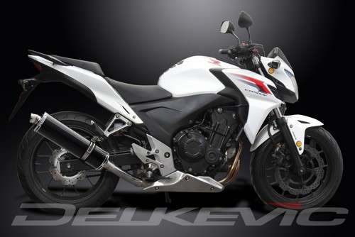 HONDA CB500F 2013-2015 450mm OVAL CARBON BSAU SILENCER EXHAUST KIT - Picture 4 of 5