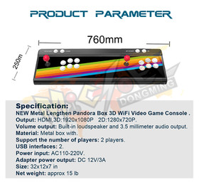Retro Game Arcade Console HD Lengthen All Metal 23000 Games Pandora Box 3D WiFi