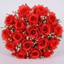 18 Heads Silk Rose Artificial Flowers Fake Bouquet Wedding Home Party Decor