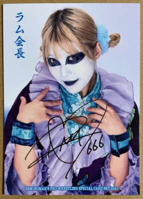 Ram Kaicho Gold Foil Stamp Autogrammkarte 2023 BBM AEW STARDOM 666 Ice Ribbon