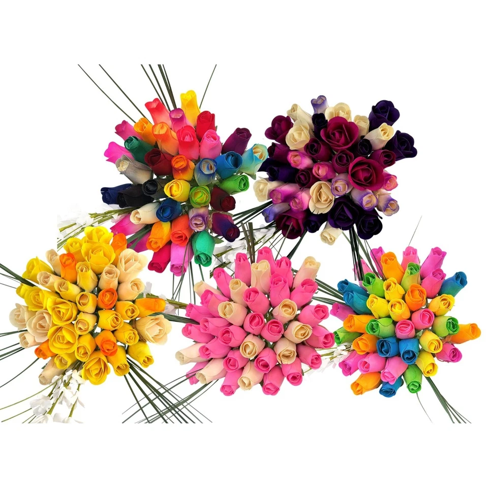 Ramo de flores vibrante de colores surtidos. La rosa de madera original 1, 2, 3 docenas Foto 2 de 2