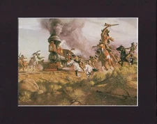 8X10" Matted Print Picture Western Art Frank C McCarthy: Attacking Iron Horse