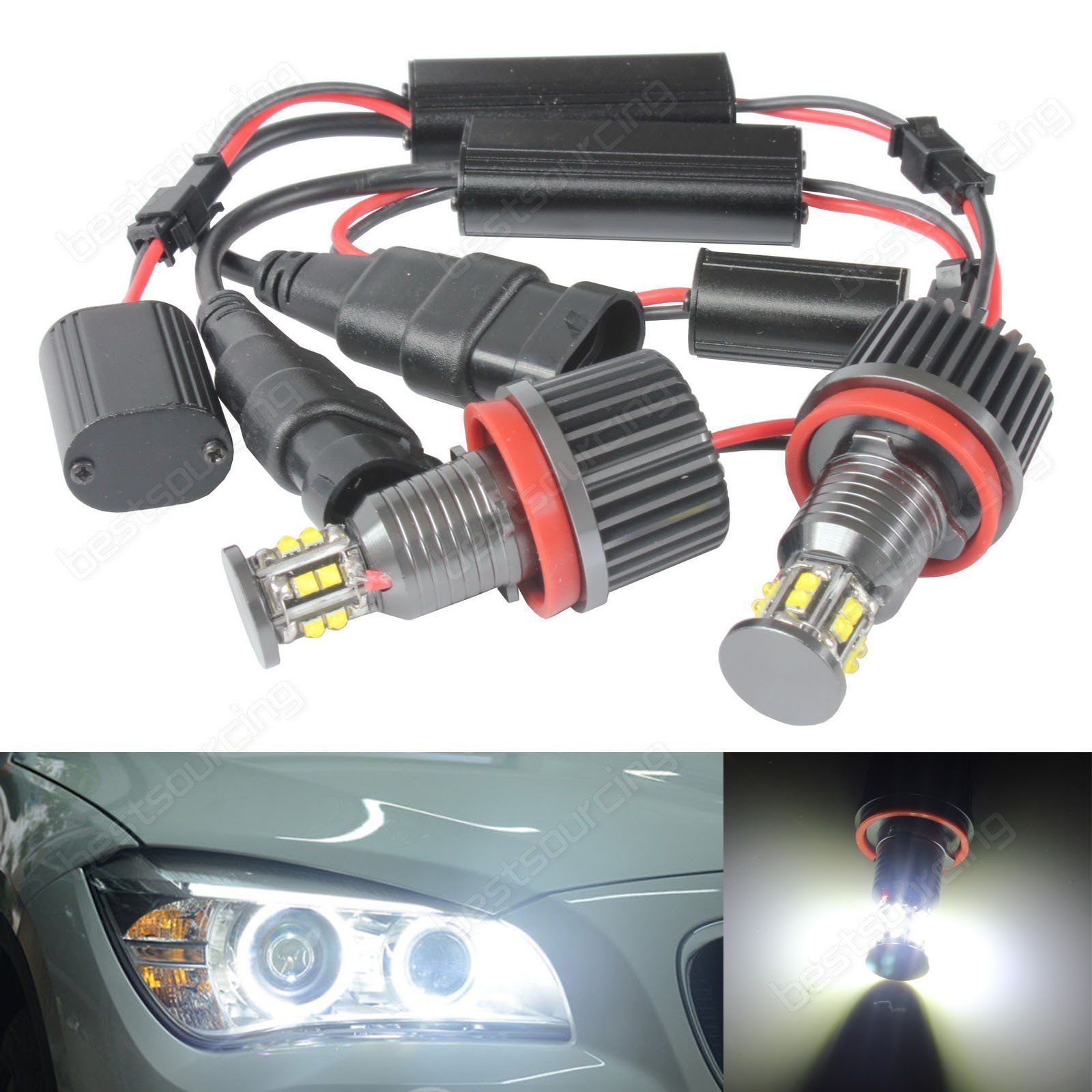 H8 240W LED ANGEL EYE HEADLIGHT BULBS BMW E90 E92 E93 E60 E61 E63 E64