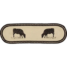 New Primitive Country Rustic BLACK COW Braided Table Runner 27"