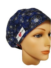 SILVER FLAKES ON NAVY BLUE/pixie Euro cap/Rn's, Dr's,medical staff