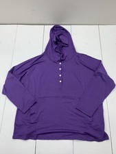 Womens 1/4 Button Purple Pullover Hoodie Size 5XL