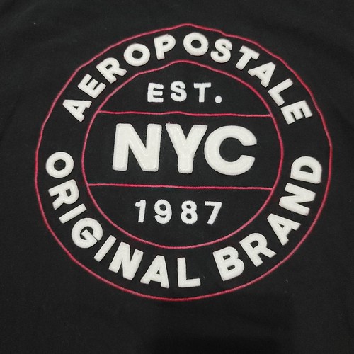 Aeropostale Shirt Women's Sz S Black Crew Neck Short Sleeve Embroidered Logo Tee - Picture 4 of 7