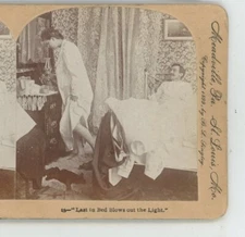 Last in Bed Puts out Light Life Genre Keystone Stereoview