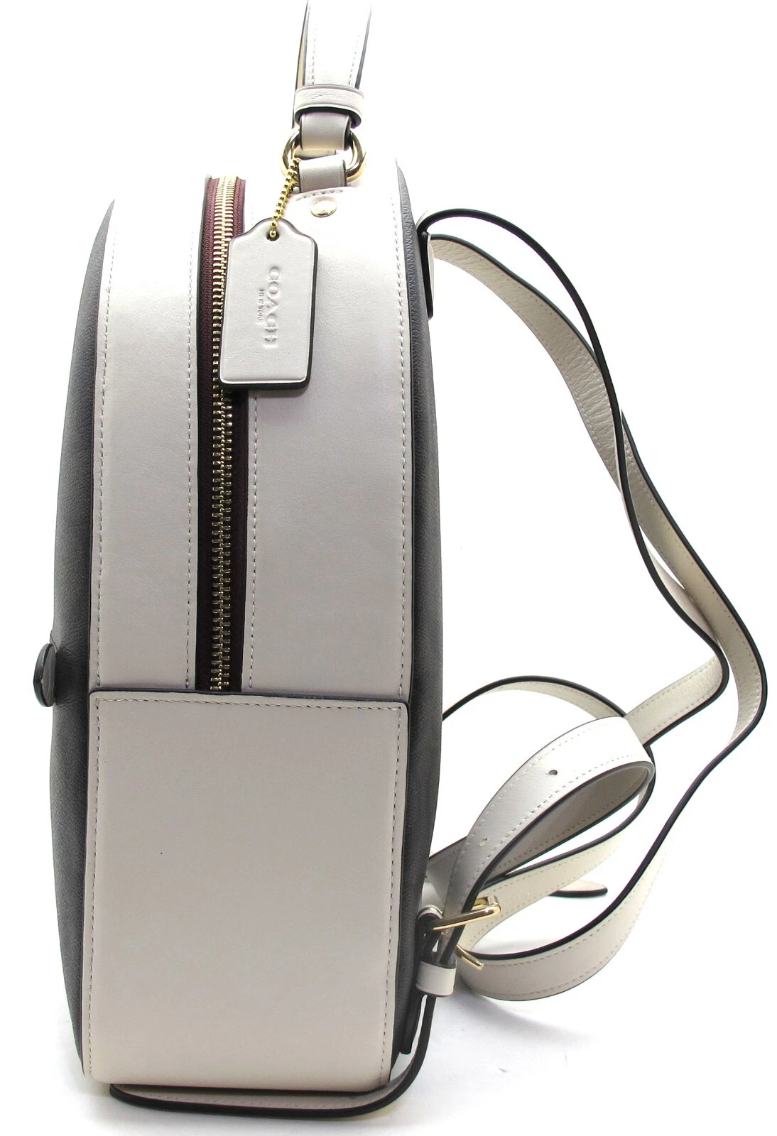 NUOVO Autentico Zaino COACH JORDYN Firma Varsity Motif Medium Marrone Gesso