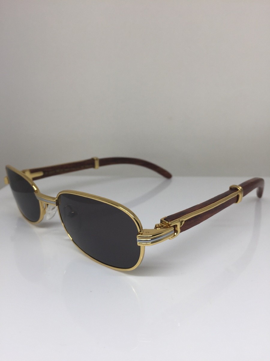 New Vintage Saso Gold Wood Italian Collection Full Rim Gold Wood  Sunglasses
