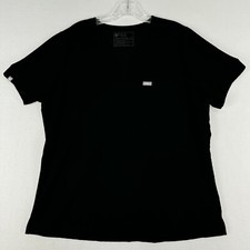 Figs Scrub Top Womens XL Black Catarina Medical Technical Collection Pocket Slim