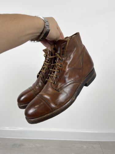 Stivali uomo Officine Creative in pelle marrone made in Italy taglia 9 us - Foto 4 di 15