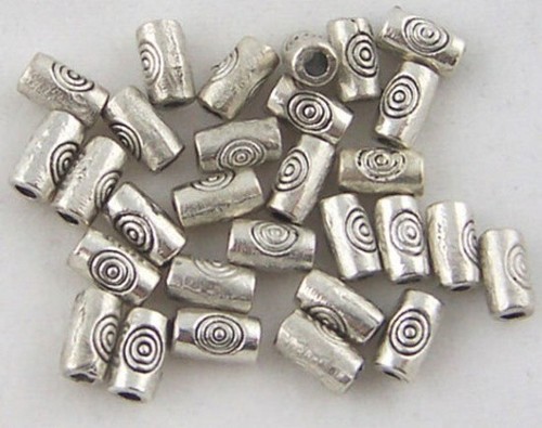 Tibetan Silver Spacer Beads Small Circle Patterned Tube Shape 5mm x 3mm 100pcs - Picture 2 of 4
