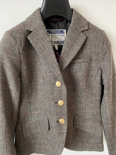 Joules Jacket UK 10 WILLA Blazer Herringbone Tweed Hacking Riding Check WOOL - Picture 2 of 11
