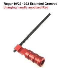 Ruger 1022 10/22 Extended Grooved Round Handle Aluminum Red Anodized