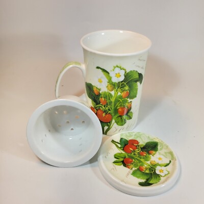 PAULA SCALETA FOR NUOVA R2S Wild Strawberry Cup Mug Tea Strainer and Lid