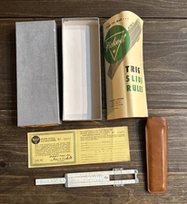 Pickett Eckel N200 6" Slide Rule Instructions Certificate Leather Case Box 1955