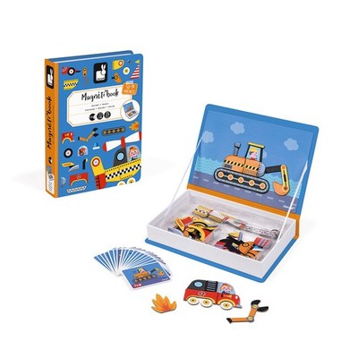 Janod Magnetic Racers Buch - Kinder Auto und Fahrzeug Reise Magnet Spielbuch 