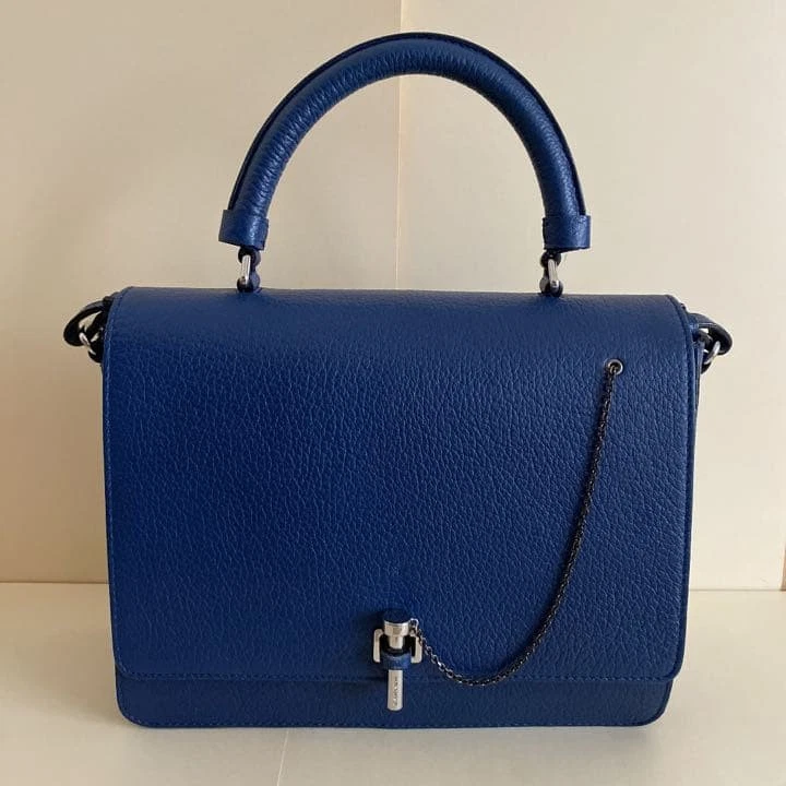 Bolsa de mão CARVEN Malher bolsa de ombro bolsa de couro azul USADA bom estado - Imagem 2 de 4