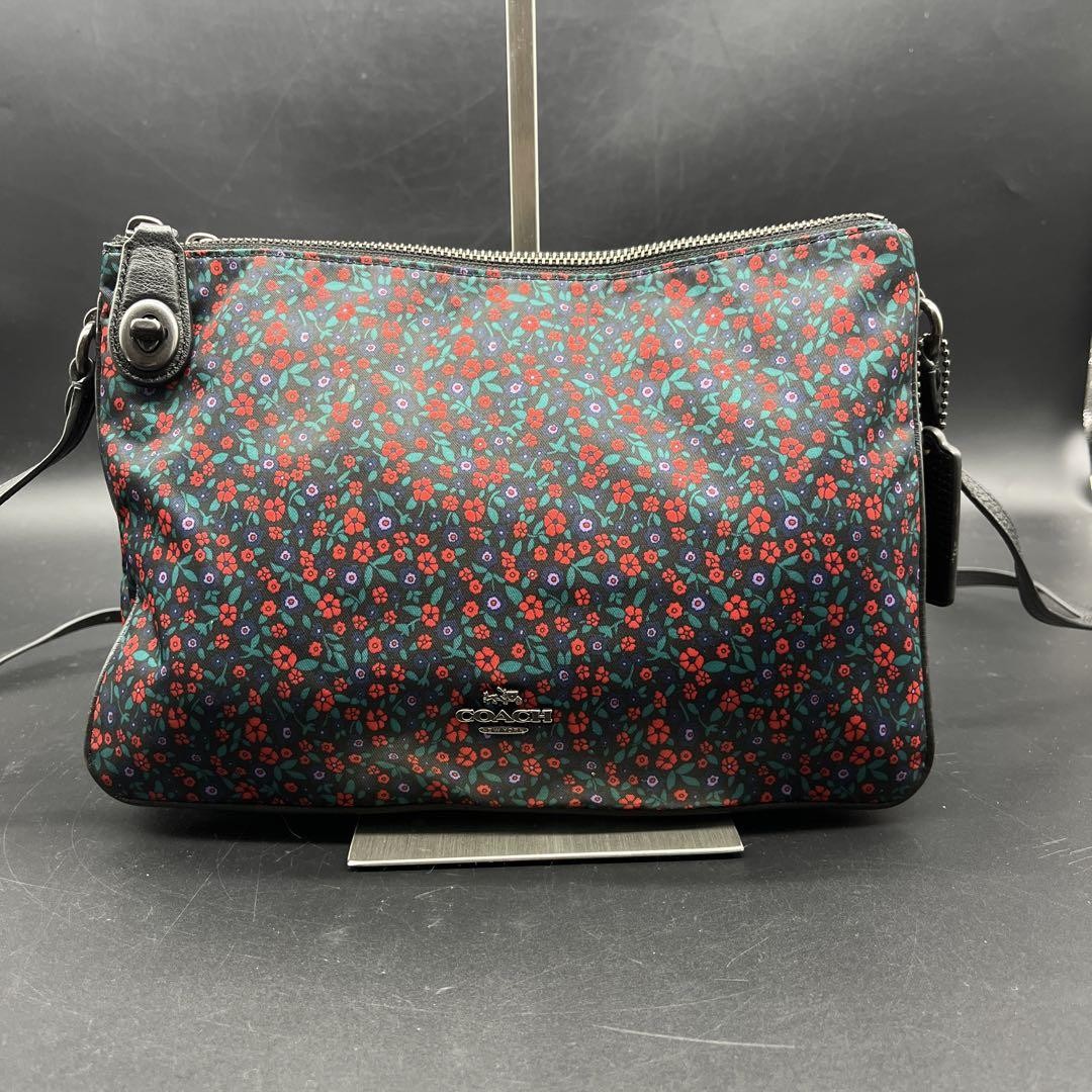 Coach Shoulder Bag Floral Turn Lock Crossbody