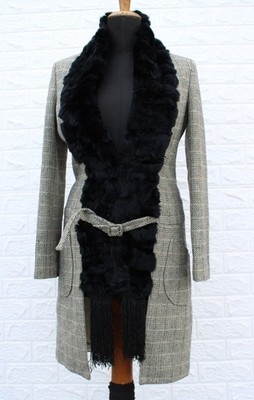 Vintage Silvian Heach Wollmantel mit Kunstledereinsätzen - Größe S