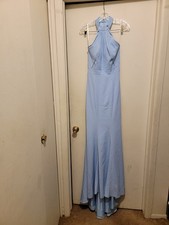 Sherri Hill Lightl Blue Halter Ooen Back Dress Size 6