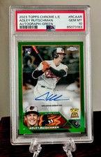 ADLEY RUTSCHMAN 2023 TOPPS CHROME LOGOFRACTOR GREEN RC AUTO /99 PSA 10 RARE