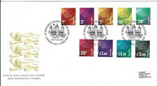 GB 1994 1p-£5 POSTAGE DUE SET OF 9 SPECIAL HANDSTAMP FDC