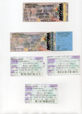 Lot of 7 NHRA Mission Foods Drag Racing Series Ticket Stubs - XL5D