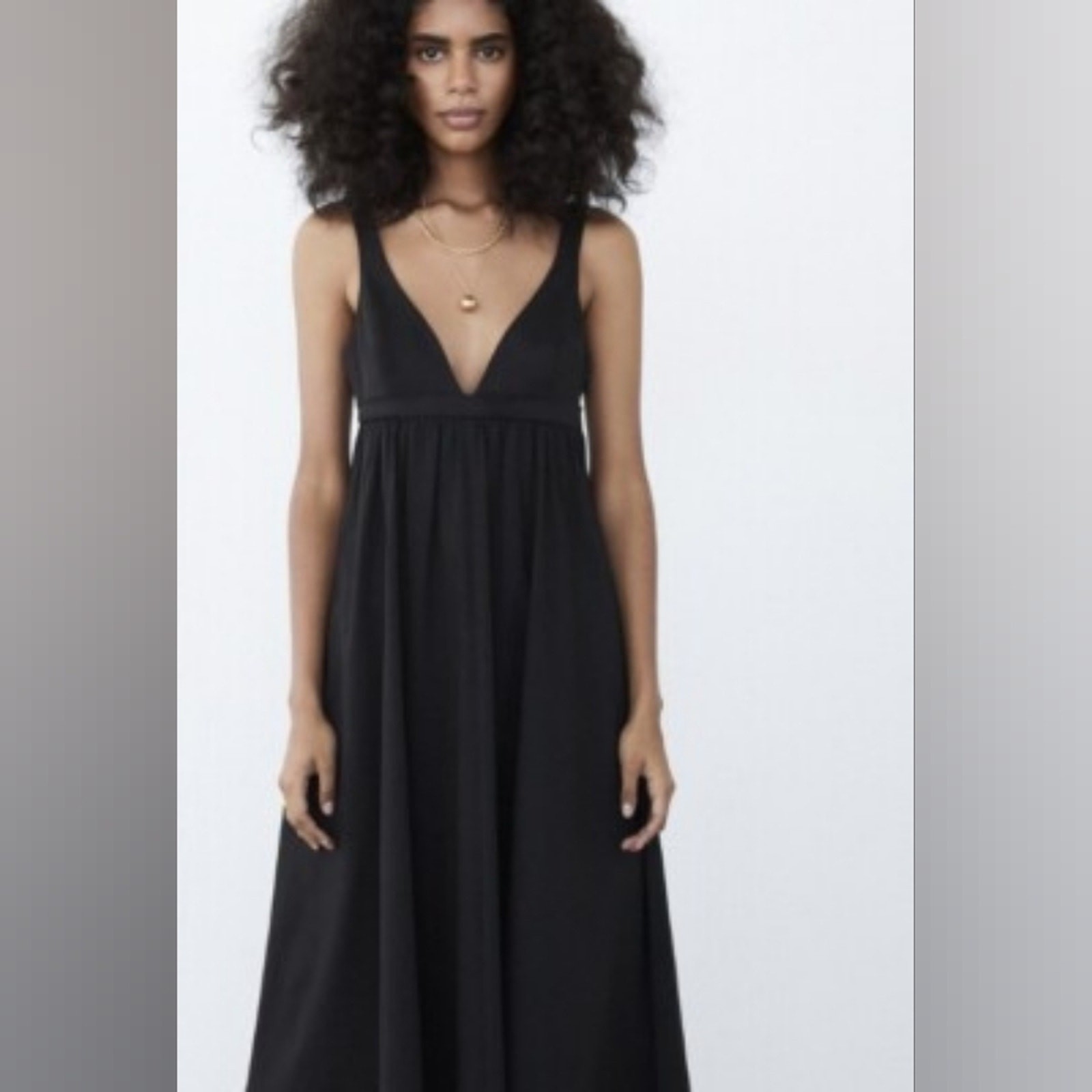 Zara Black Sleeveless V Neckline Dress Large NWT thumbnail 2