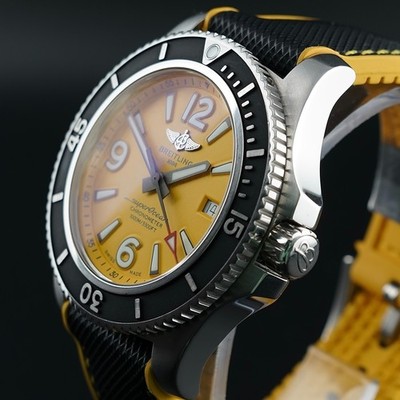 Breitling Superocean A17367 - 44mm, Yellow Dial, FULL SET, 3 Straps, Box & Card