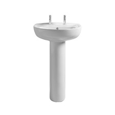 Nuie Choice Ramsay 550mm Basin & Full Pedestal 2 Tap Hole Round Bathroom Sink