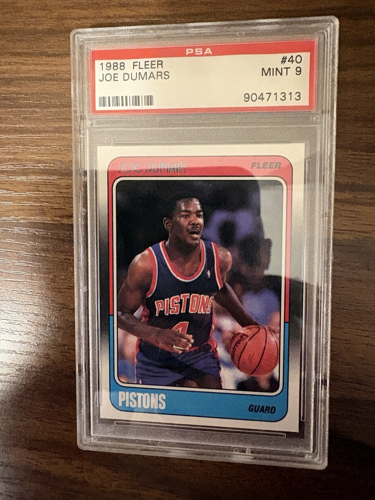1988-89 Fleer Joe Dumars PSA 9, #40, Detroit Pistons NBA Champions