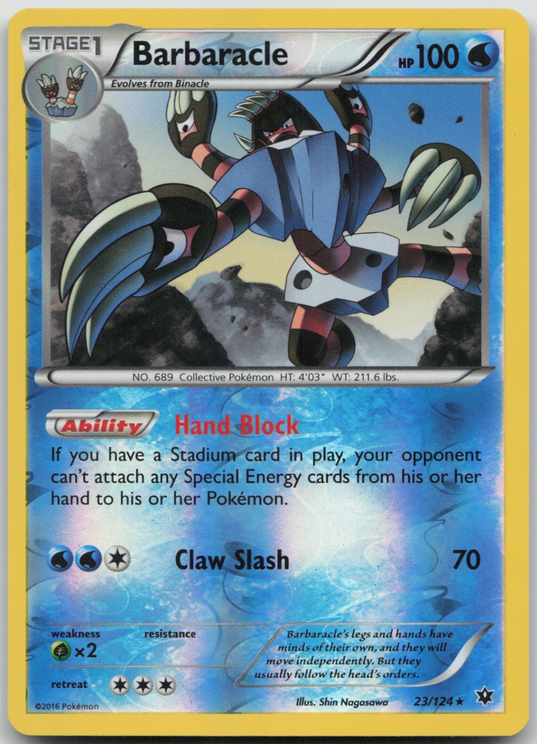 Barbaracle 23/124 Rare XY - Fates Collide LP Reverse Holo
