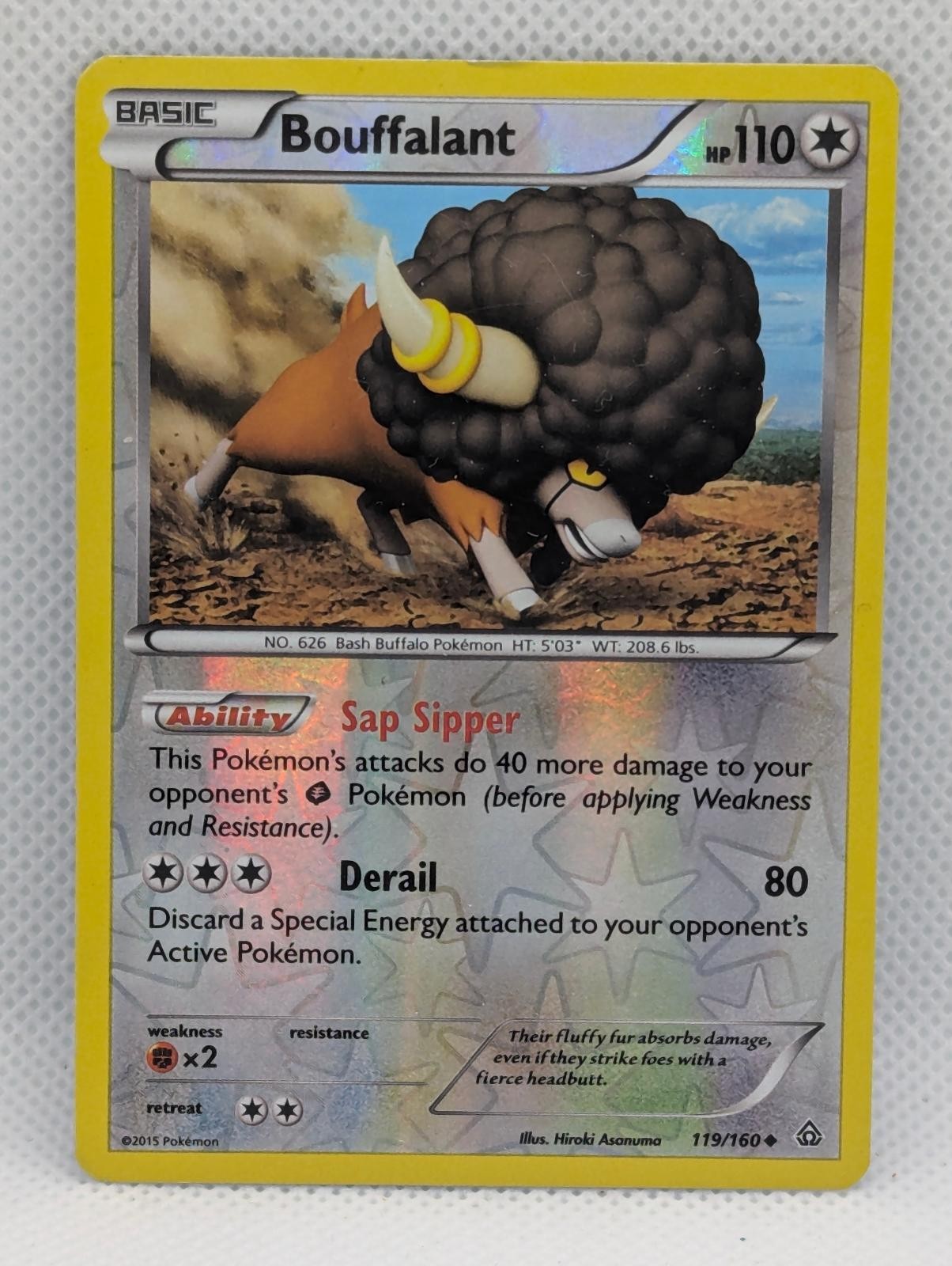 BOUFFALANT 119/160 UC PRIMAL CLASH POKEMON REVERSE HOLO MP BOUFFALANT