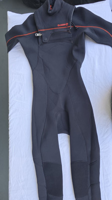 Decathlon Tribord Men's Full Body Wetsuit Black/Gray Orange Trim Size XS
