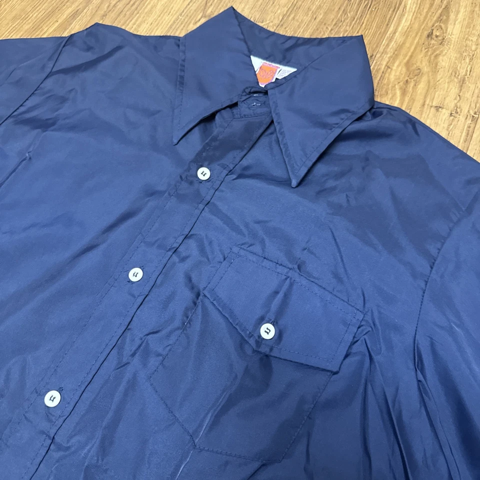 VTG Skyr Blue Shirt Button Up Men’s Medium 60s 70s 100% Nylon - Image 2 of 4